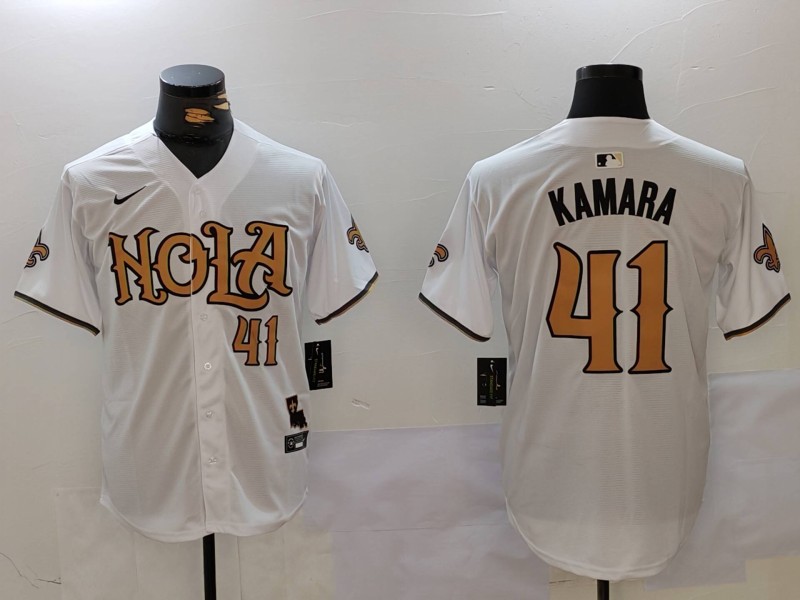 Men New Orleans Saints 41 Kamara White Second generation Joint Name 2024 Nike Limited NFL Jersey style 3